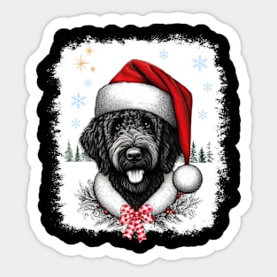 Christmas Black Golden Doodle Puppy Labradoodle Dog Tree Xmas Sticker
